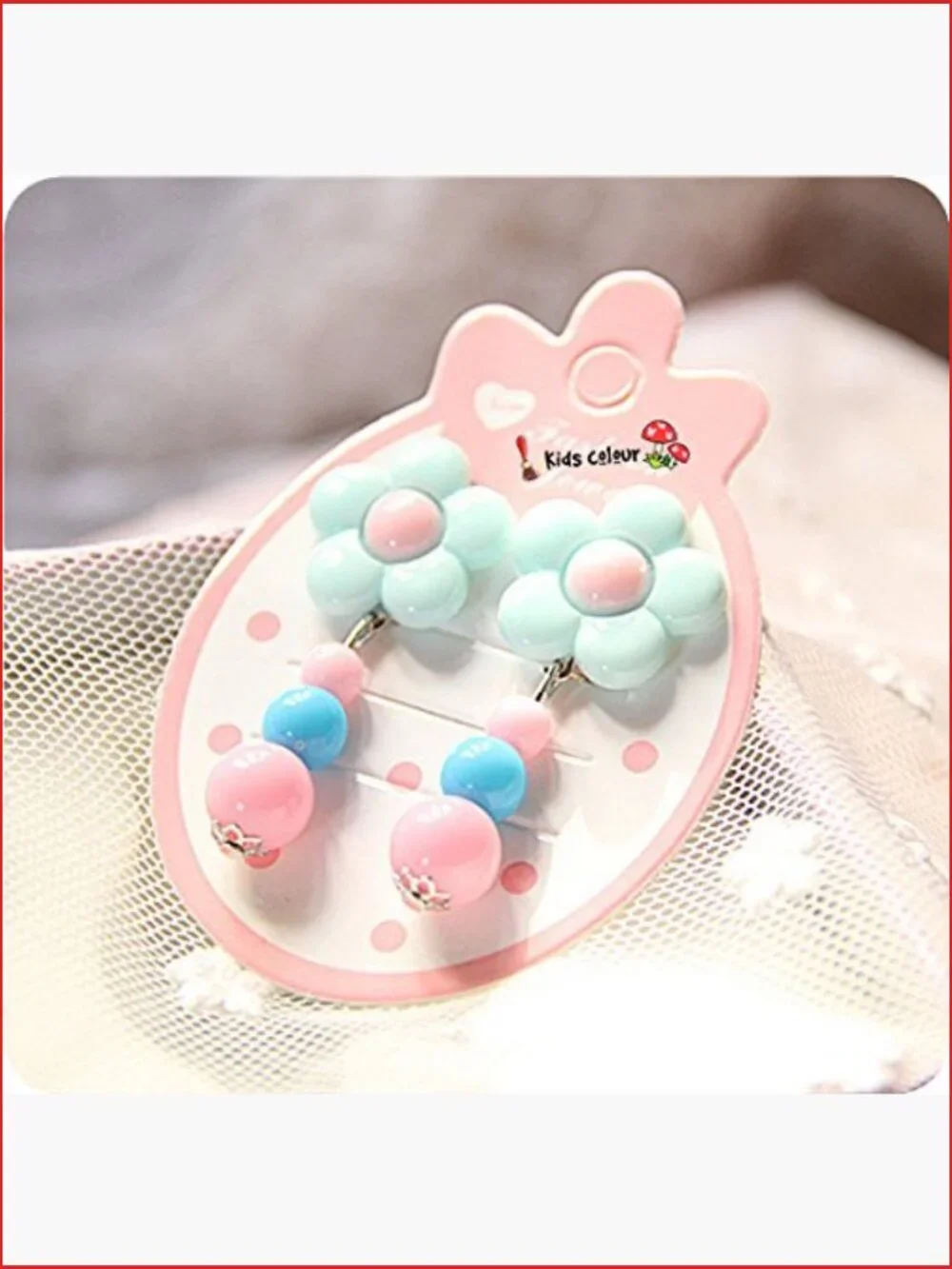 Kids Jewelry Set Handbag Clip-On Earrings Necklace Bracelet Plush Cotton